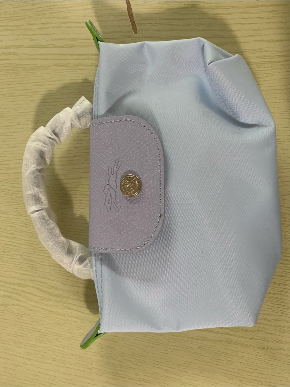 Longchamp Light Lavender Mini Top-Handle Bag with Lime Trim - Picture 5 of 5